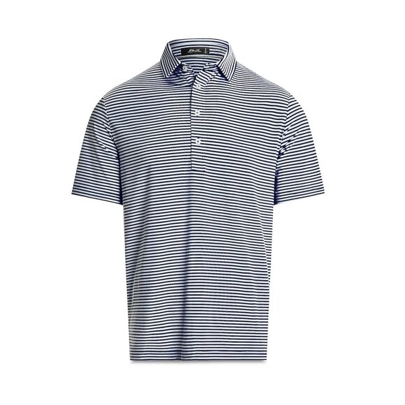 Ralph Lauren RLX Men's Striped Polo Shirt Logo Moisture Wicking Polyester Navy - Picture 4 of 6